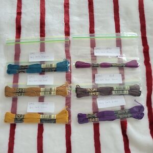DMC Embroidery Floss Set - Teal, Gold, Purple